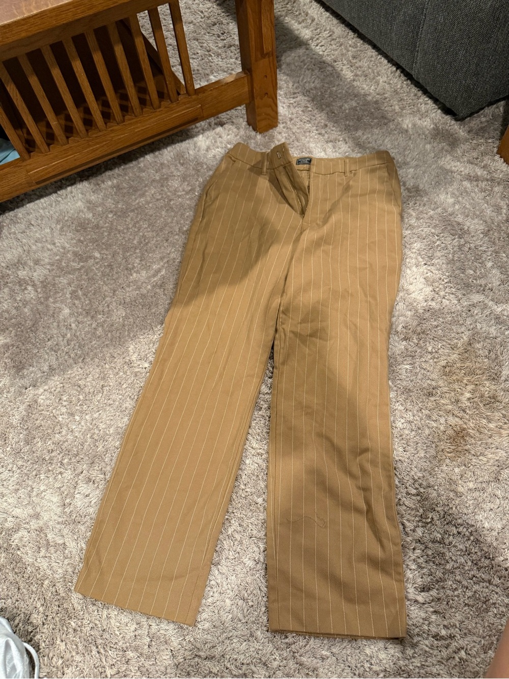 Abercrombie & Fitch Tan Pinstriped Chinos